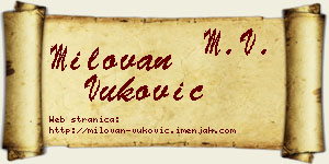 Milovan Vuković vizit kartica